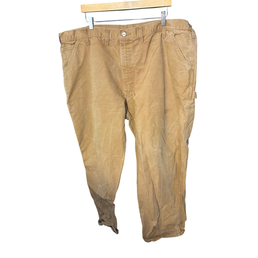Carhartt Washed Duck Work Dungaree Pants Brown 46x32 Mens Canvas Utility
